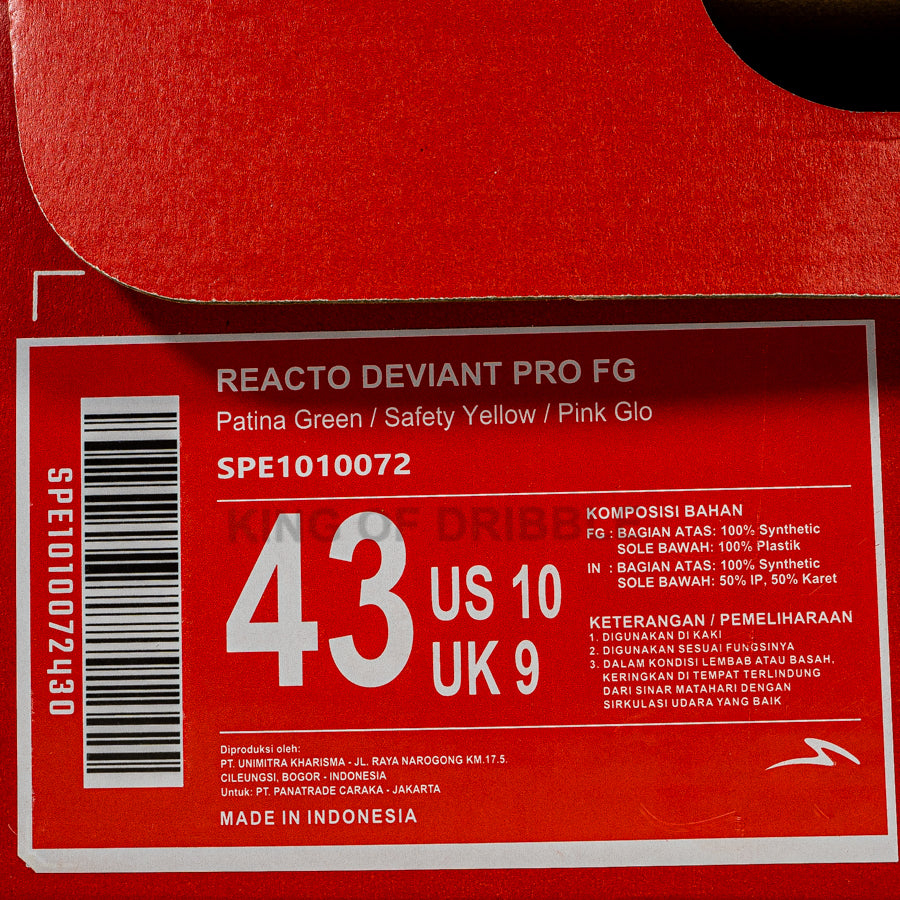 KING OF DRIBBLE Sepatu Bola Specs Reacto Deviant Pro FG 1010072 Original