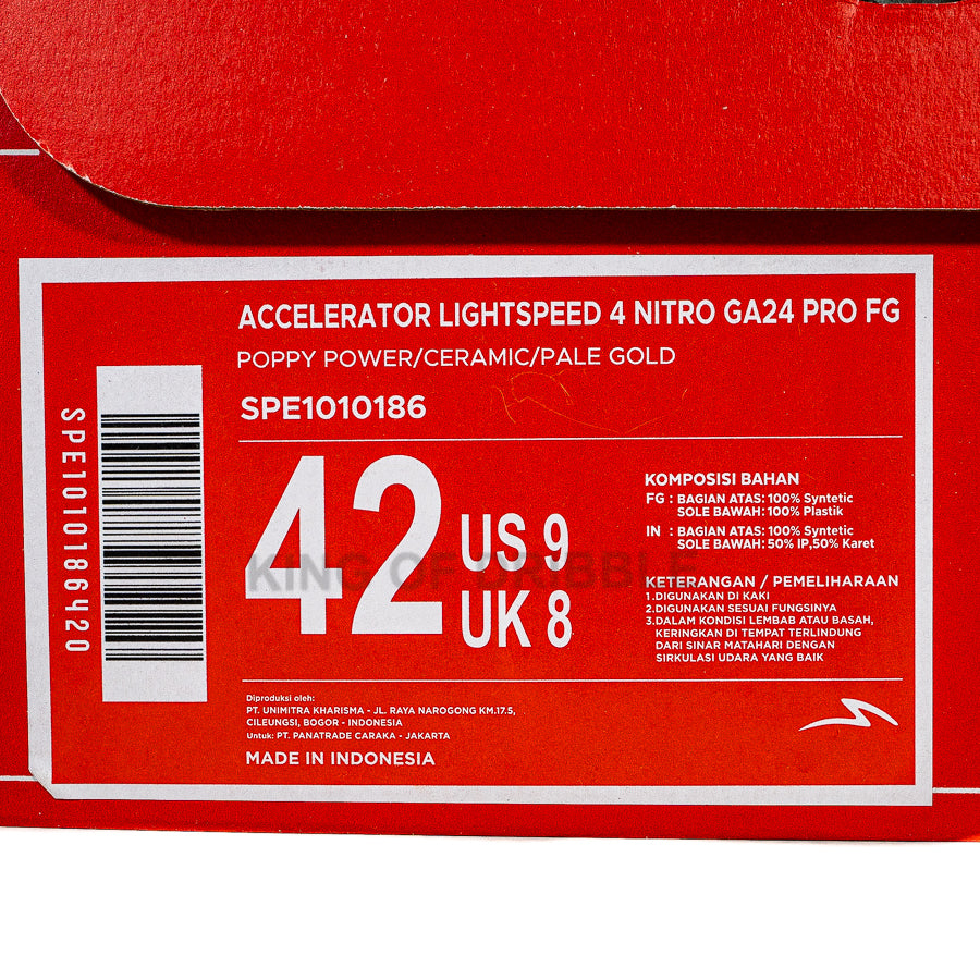 KING OF DRIBBLE Sepatu Bola Specs Accelerator Lightspeed 4 Nitro GA24 Pro FG 1010186 Original