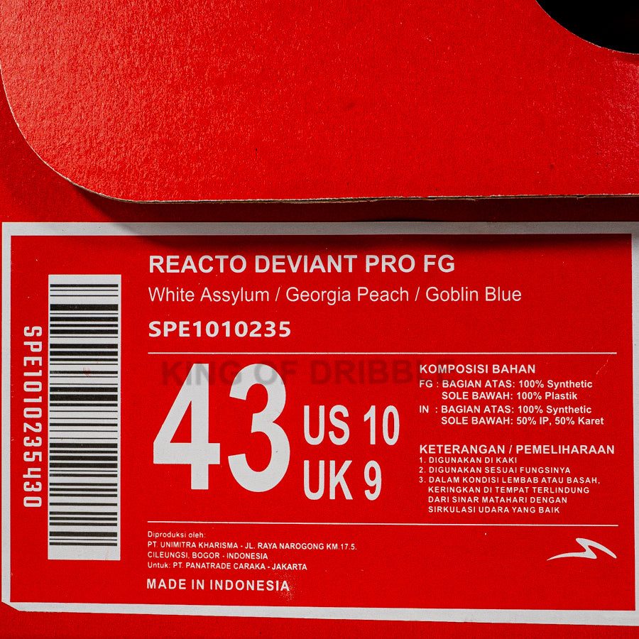 KING OF DRIBBLE Sepatu Bola Specs Reacto Deviant Pro FG 1010235 Original