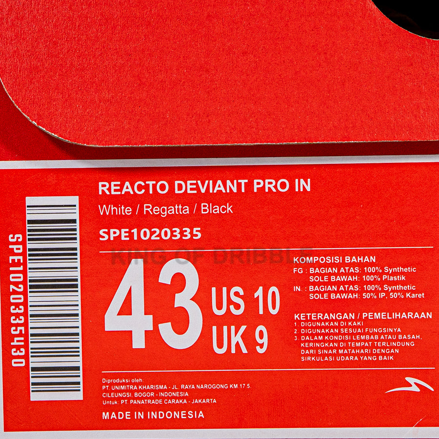 KING OF DRIBBLE Sepatu Futsal Specs Reacto Deviant Pro IN 1020335 Original