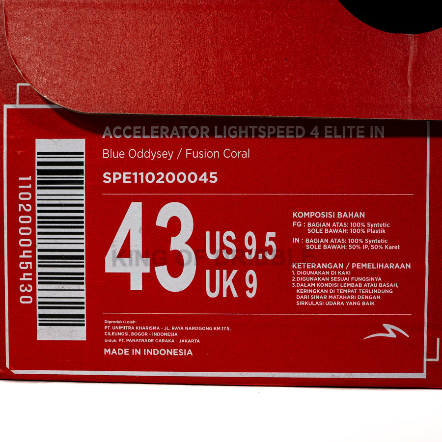 KING OF DRIBBLE Sepatu Futsal Specs Acc Lightspeed 4 Elite IN 110200045 Original