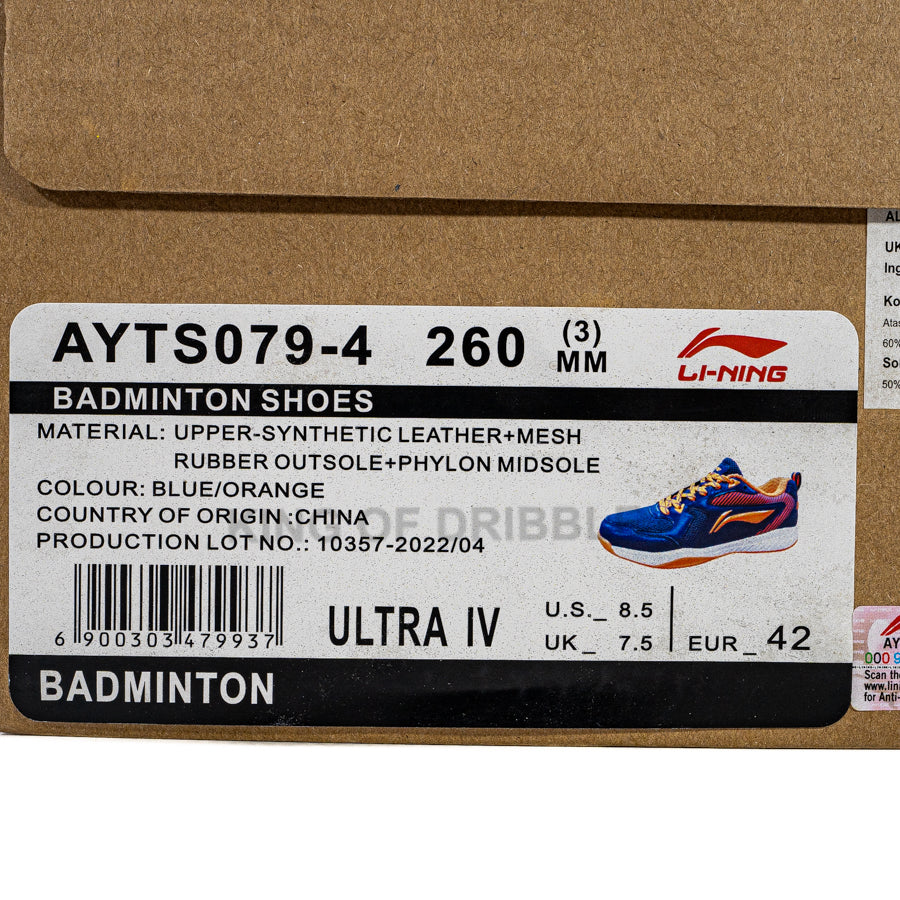 KING OF DRIBBLE Sepatu Badminton/Bulu Tangkis Li-ning Ultra IV AYTS079-4 Original