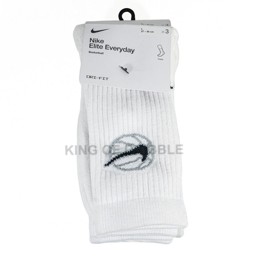 KING OF DRIBBLE Kaos Kaki Basket Nike Crew Everyday Basketball (3 Pairs) DA2123-100 Original