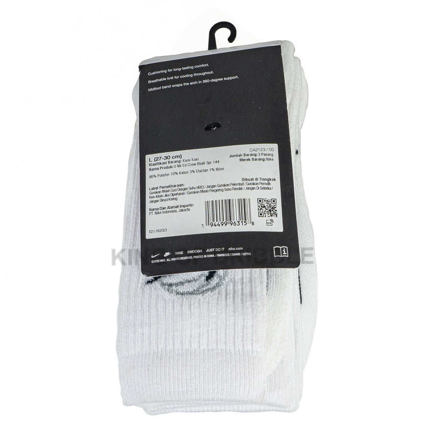 KING OF DRIBBLE Kaos Kaki Basket Nike Crew Everyday Basketball (3 Pairs) DA2123-100 Original