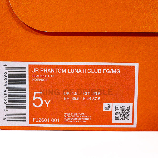 KING OF DRIBBLE Sepatu Bola Anak Nike JR Phantom Luna II Club FG/MG FJ2601-001 Original