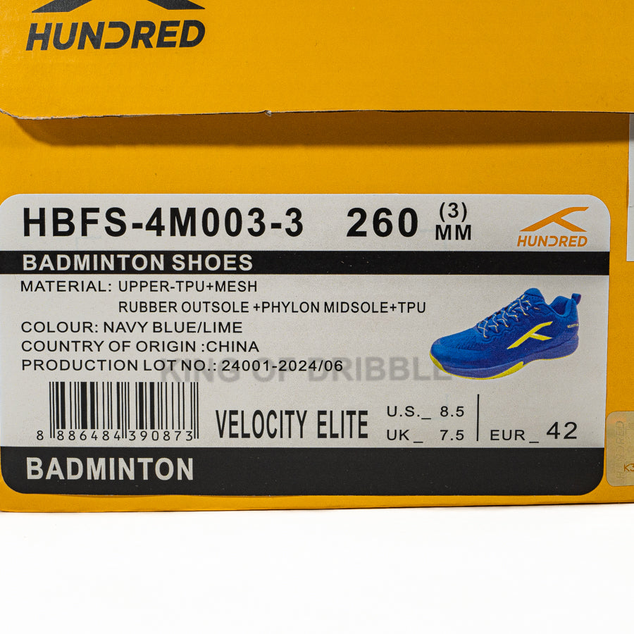 KING OF DRIBBLE Sepatu Badminton/Bulu Tangkis Hundred Velocity Elite HBFS-4M003-3 Original