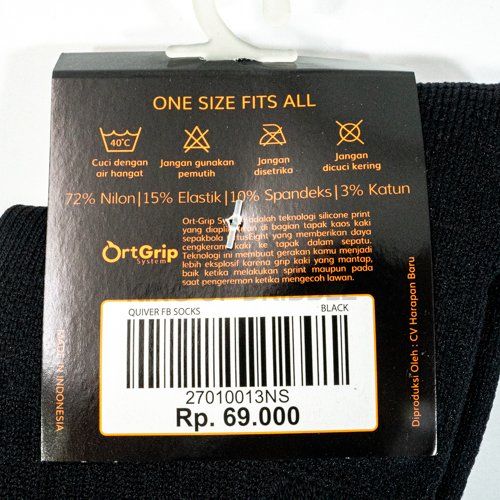 Kaos Kaki Futsal Bola Ortuseight Quiver FB Socks Black 27010013 Original BNWT