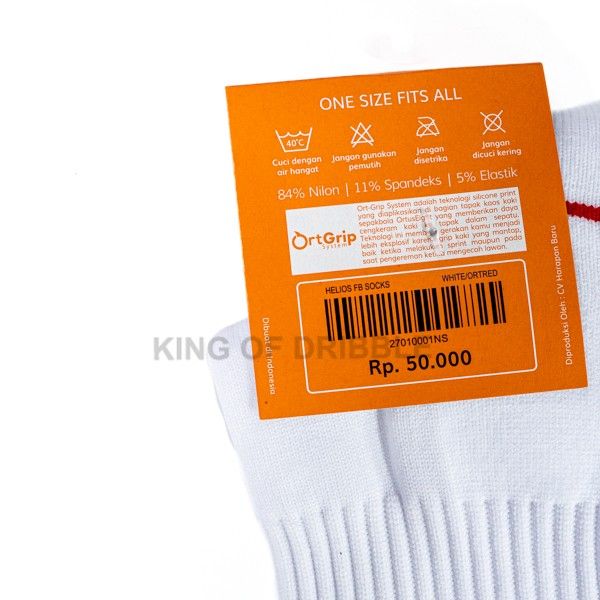 KING OF DRIBBLE Kaos kaki Futsal/Bola Ortus Eight Helios FB Socks White Ortred 27010001 Original