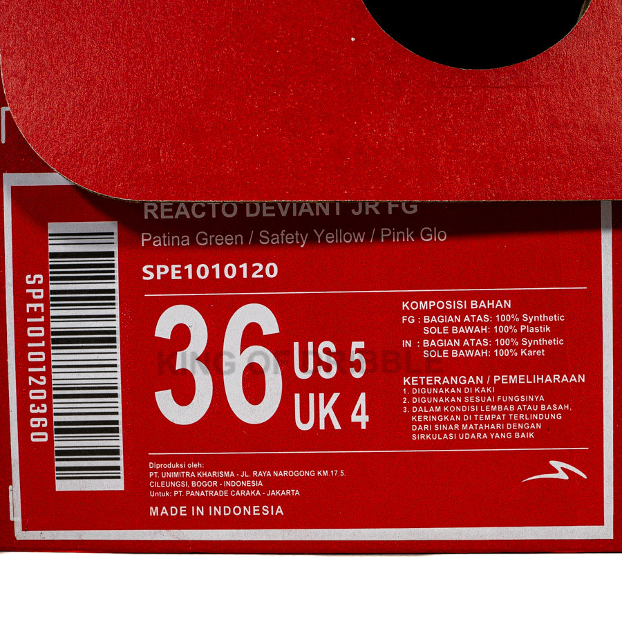 KING OF DRIBBLE Sepatu Bola Anak Specs Reacto Deviant JR FG 1010120 Original