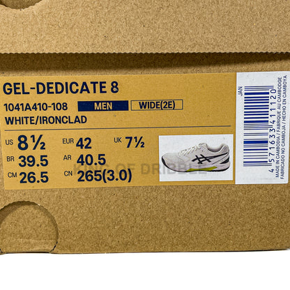 KING OF DRIBBLE Sepatu Tenis Asics Gel-Dedicate 8 Wide 1041A410-108 Original