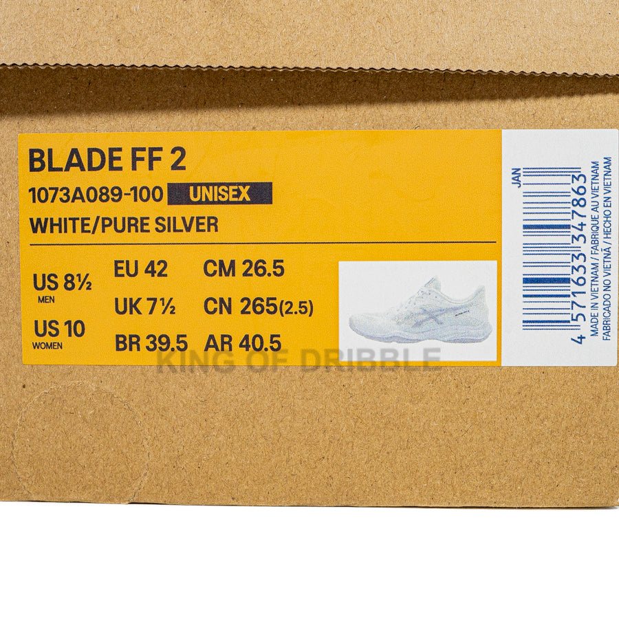 KING OF DRIBBLE Sepatu Badminton/Bulu Tangkis Asics Blade FF 2 1073A089-100 Original