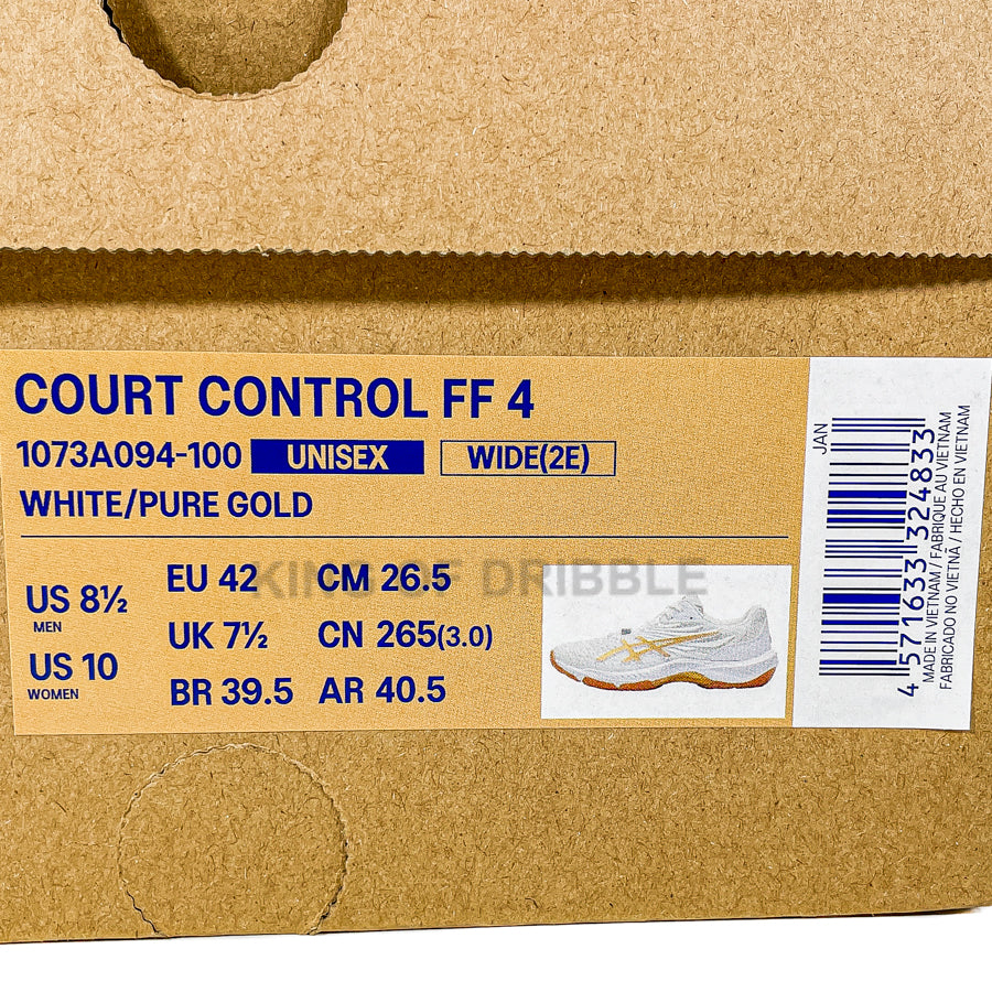 KING OF DRIBBLE Sepatu Badminton/Bulu Tangkis Asics Court Control FF 4 Wide 1073A094-100 Original