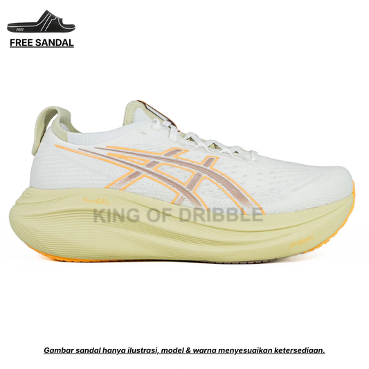 KING OF DRIBBLE Sepatu Running/Lari Asics Gel-Nimbus 27 1011B958-102 Original - Gratis Sandal