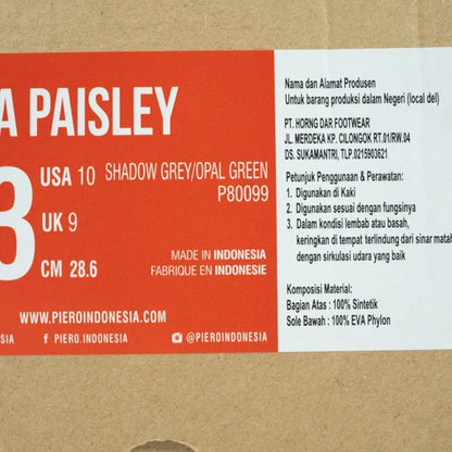 Sandal Piero Puna Paisley Shadow Grey P80099 Original BNWT