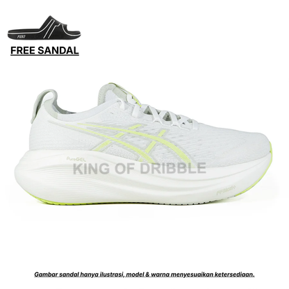 KING OF DRIBBLE Sepatu Running/Lari Asics Gel-Nimbus 27 1011B958-101 Original - Gratis Sandal