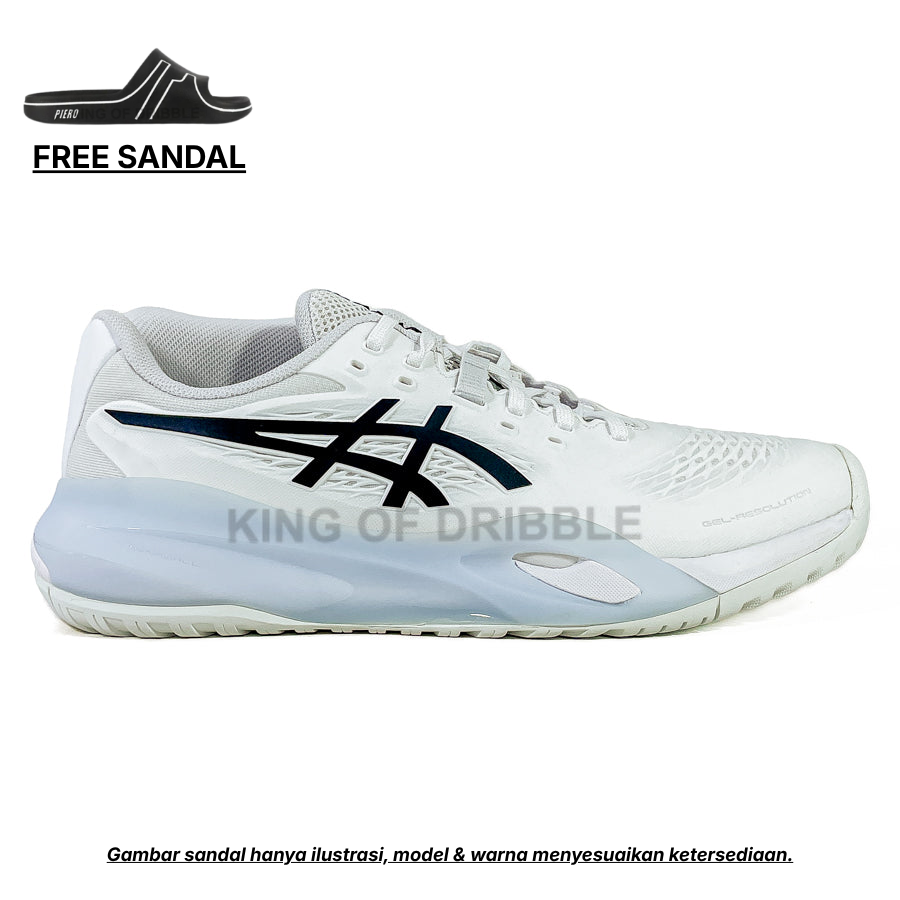 KING OF DRIBBLE Sepatu Tenis Asics Gel-Resolution X 1041A481-100 Original - Gratis Sandal