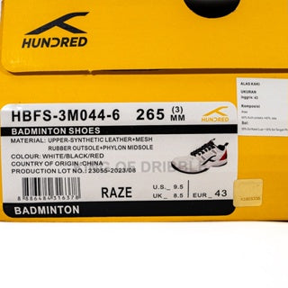 Sepatu Badminton/Bulu Tangkis Hundred Raze HBFS-3M044-6 Original BNIB