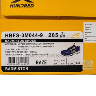 Sepatu Badminton/Bulu Tangkis Hundred Raze HBFS-3M044-9 Original BNIB
