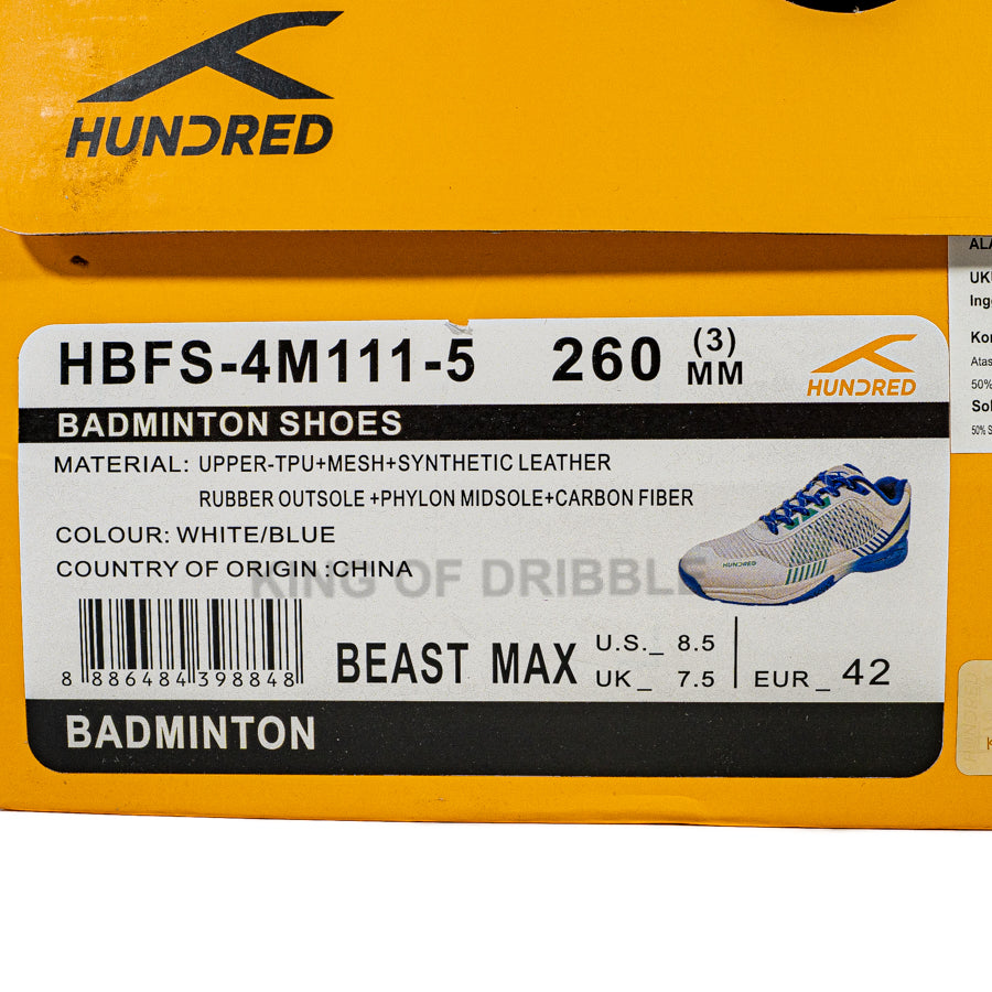KING OF DRIBBLE Sepatu Badminton/Bulu Tangkis Hundred Beast Max HBFS-4M111-5 Original