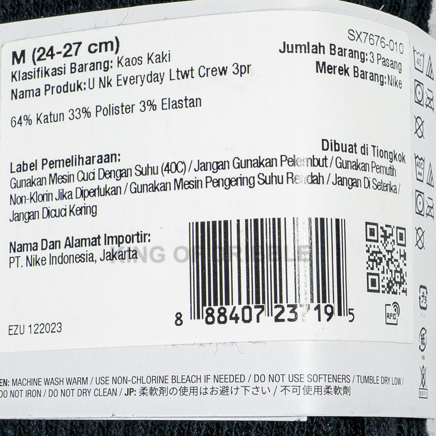 KING OF DRIBBLE Kaos Kaki Nike Everyday Lightweight SX7676-010 Original