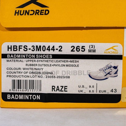 Sepatu Badminton/Bulu Tangkis Hundred Raze HBFS-3M044-2 Original BNIB