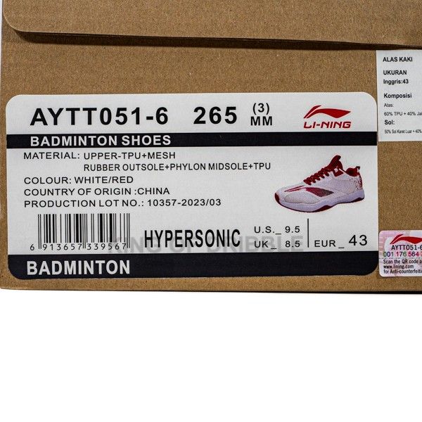 Sepatu Badminton/Bulu Tangkis Li-ning Hypersonic AYTT051-6 Original BNIB