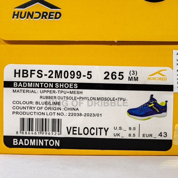 Sepatu Badminton/Bulu Tangkis Hundred Velocity HBFS-2M099-5 Original BNIB