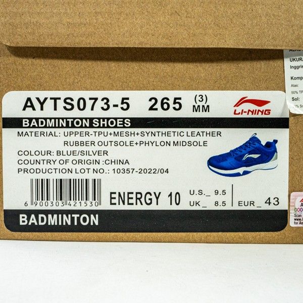 Sepatu Badminton/Bulu Tangkis Li-ning Energy 10 AYTS073-5 Original BNIB
