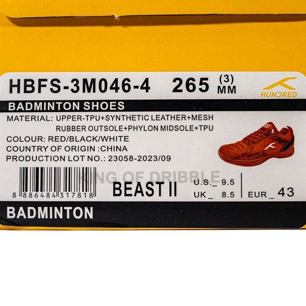 Sepatu Badminton/Bulu Tangkis Hundred Beast II HBFS-3M046-4 Original BNIB
