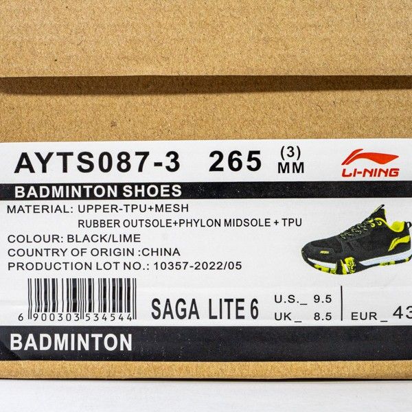 Sepatu Badminton/Bulu Tangkis Li-ning Saga Lite 6 AYTS087-3 Original BNIB