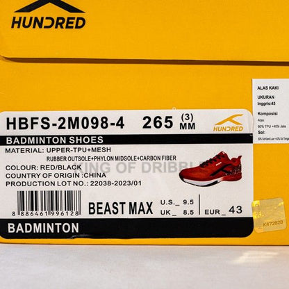 Sepatu Badminton/Bulu Tangkis Hundred Beast Max HBFS-2M098-4 Original BNIB