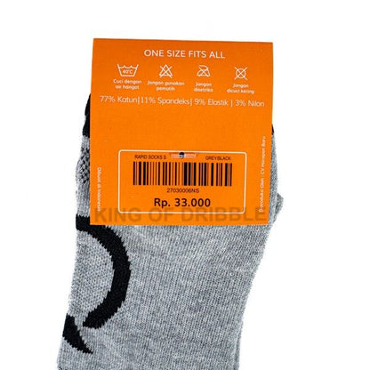 Kaos Kaki Ortuseight Rapid Socks S Grey Black 27030006 Original BNWT