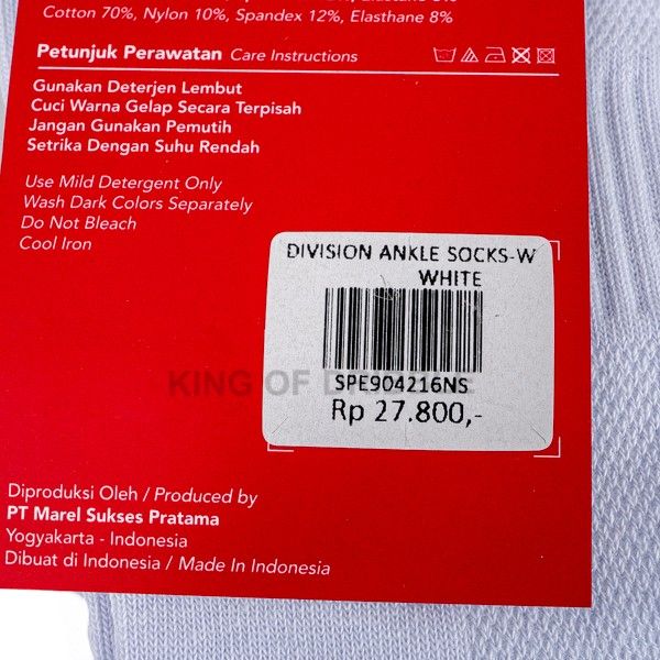 Kaos kaki Specs Division Ankle Socks White 904216 Original BNWT